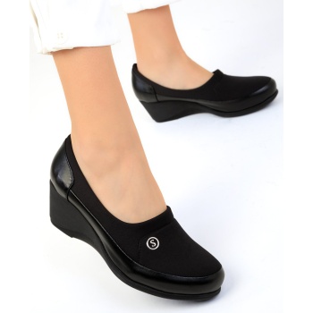 soho women`s black wedge heels 18918 σε προσφορά