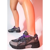  luvishoes duja black purple women`s multi mesh thick sole sports sneakers