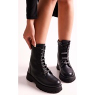  shoeberry women`s bowen black leather boots boots, black skin.