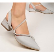  shoeberry women`s tue silver satin stone heeled shoes