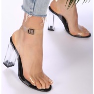  shoeberry women`s onante black transparent heeled shoes
