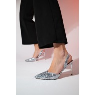  luvishoes overas silver sequined pointed toe women`s thin heeled evening shoes
