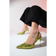  luvishoes overas green sequined pointed toe women`s thin heeled evening shoes