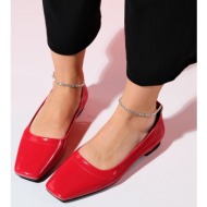  luvishoes pohan red patent leather women`s flat shoes