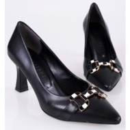  shoeberry women`s sadie black skin heeled shoes stiletto