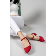  riccon women`s heeled shoes 00123801 red suede
