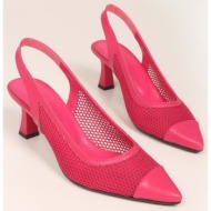  shoeberry women`s rella fuchsia mesh heeled shoes stiletto