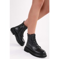  shoeberry women`s joop black laced thick sole boots