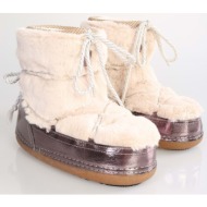  shoeberry women`s snowie beige feathered thick sole snow boots