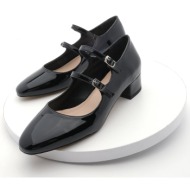  marjin women`s double strap classic heeled shoes alsef black patent leather