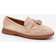  women`s suede loafers beige dansitu