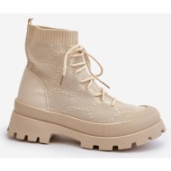  women`s sock slip-on boots light beige solime