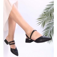  shoeberry women`s nolec black skin heeled shoes - slippers