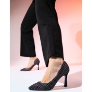  luvishoes wayne black pink tweed transparent women`s stiletto heel shoes