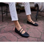  madamra women`s black double belt flats