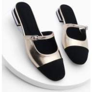  marjin women`s closed front block heeled slippers mary jane tosya gold