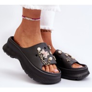  women`s foam slippers with embellishments black afariana