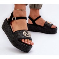  women`s wedge sandals with a braid, black esalena