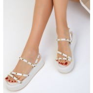  soho white women`s sandals 18979