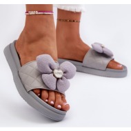  women`s slippers with low platform embellishment, grey cedrella