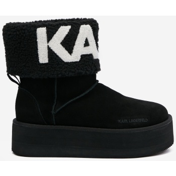 women`s black suede snow boots karl σε προσφορά