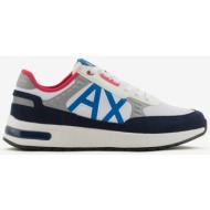  white men`s sneakers with suede details armani exchange - men`s