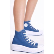  tonny black women`s navy blue comfortable fit and thick soled long sneakers.