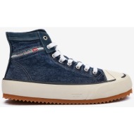  blue ankle sneakers with suede details diesel principia - men`s