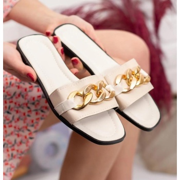 ter01 women slippers with chain-krem σε προσφορά