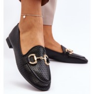  women`s flat-heeled loafers with embellishment, black iluvana