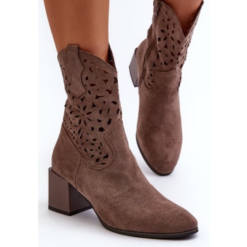 suede ankle boots with an openwork σε προσφορά