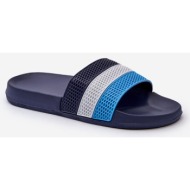  classic men`s slippers with straps, navy blue sylri