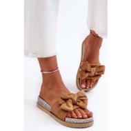  women`s camel aflia platform slippers with bow