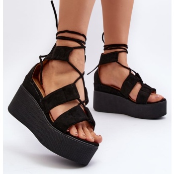 women`s lace-up sandals black helavi σε προσφορά