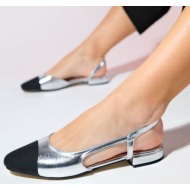  luvishoes lujo women`s silver open back flat flat flat shoes