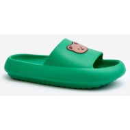  lightweight women`s foam slippers with teddy bear, green lia