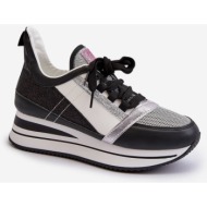  women`s wedge and platform sneakers with shimmering black rafani