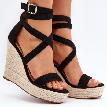 wedge sandals with braid, black salthe σε προσφορά