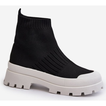 women`s ankle boots with sock black σε προσφορά