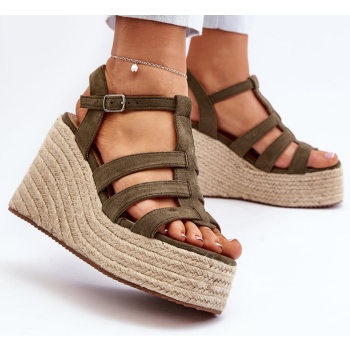 wedge sandals with braid, green gnosis σε προσφορά