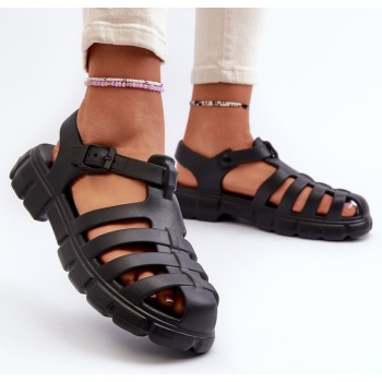 women`s foam roman sandals black gasaria σε προσφορά