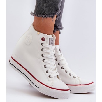 women`s wedge sneakers cross jeans white σε προσφορά