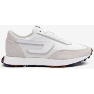  beige and white men`s sneakers with suede details diesel racer - men`s