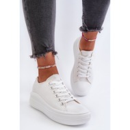  women`s sneakers on a solid platform, white amyete