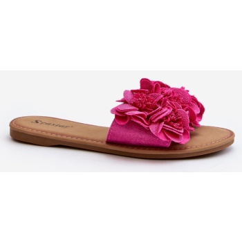 women`s slippers with flowers fuchsia σε προσφορά