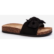  women`s slippers with bow, black ezephira