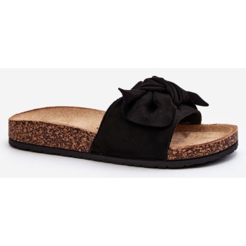 women`s slippers with bow, black