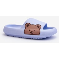  women`s lightweight foam slippers with a blue parisso teddy bear motif