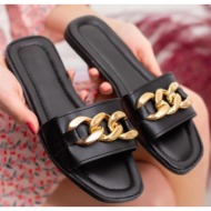  ter01 women slippers with chain-black