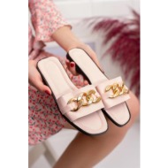  ter01 women slippers with chain-pembe